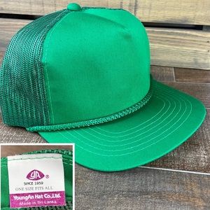 Blank YoungAn Hat Snapback Green Rope Vtg Deadstock NOS Mesh Trucker